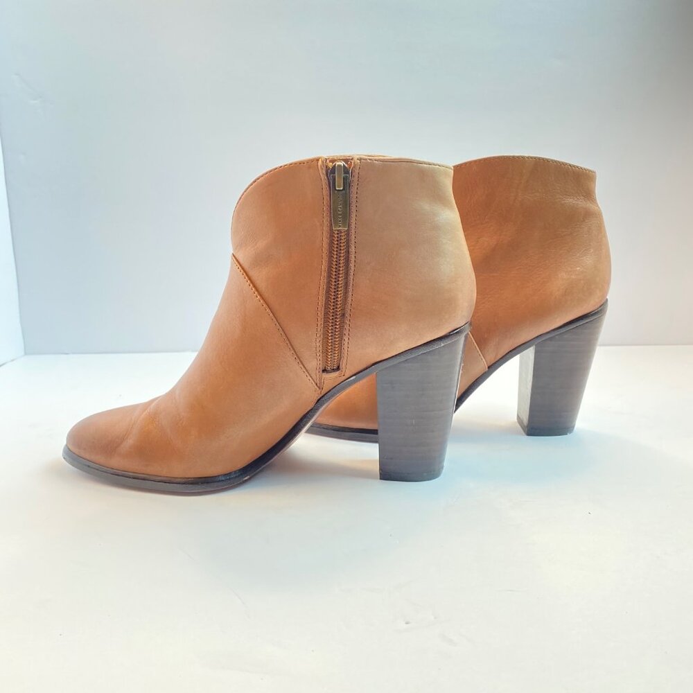Vince Camuto Womens  Size 7.5  Ankle Booties Tan Leather  3" Block Heel - Picture 3 of 10
